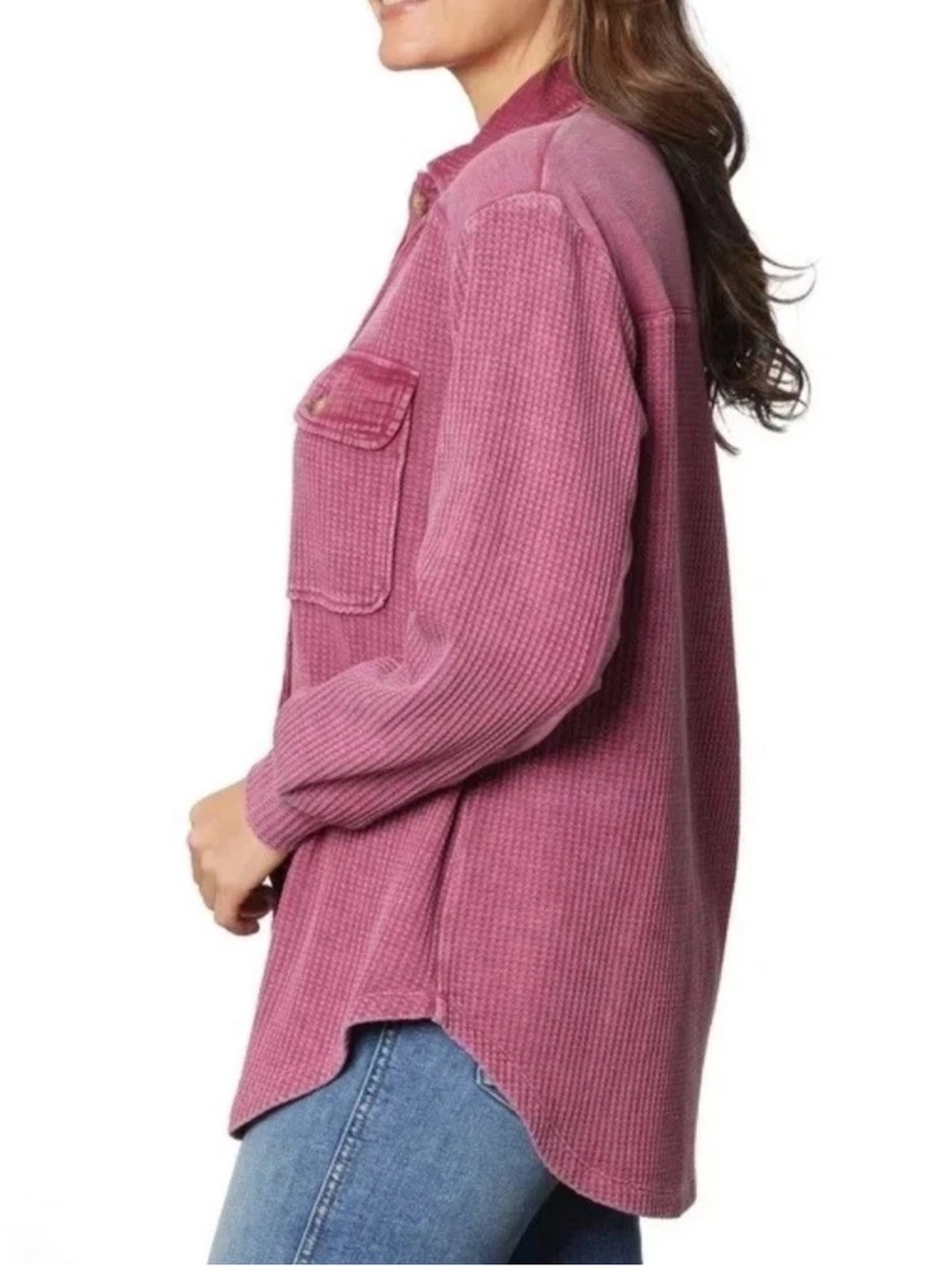 NWT Briggs New York Corduroy Button-Front Shirt Jacket in Mauve Pink Size XL - Picture 4 of 16